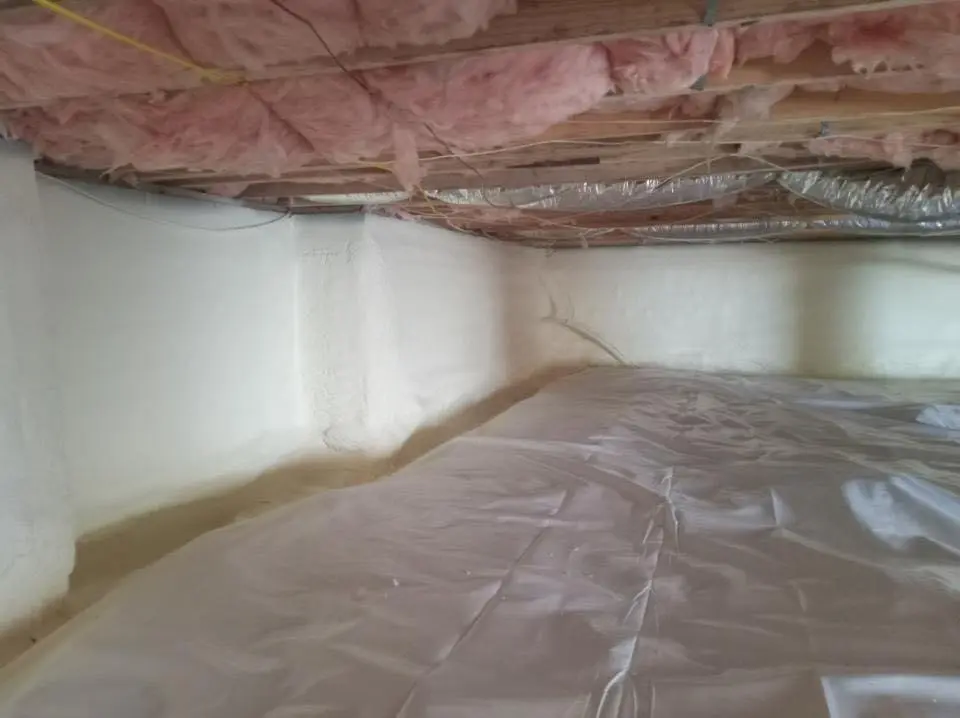Crawl space encapsulation with closed-cell spray foam for Roof Leak Repair in Plainville